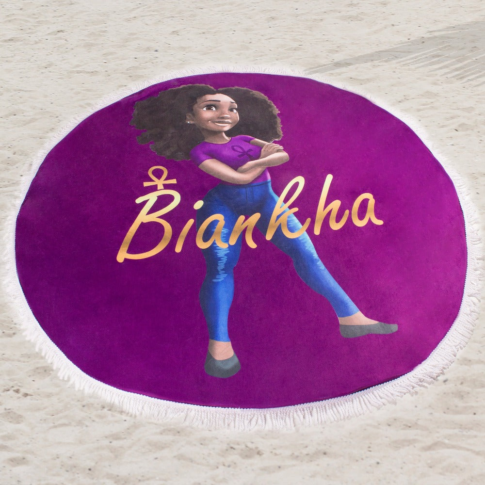 Giant Circular Natural Biankha Beach Towel